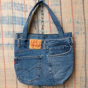 Reworked upcycled tote bag